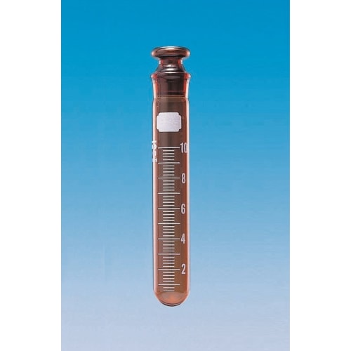 Fine透明共通折合共栓丸底沉でん管 10mL 茶褐色 目盛付 φ16.5×H100 栓14/10 10入