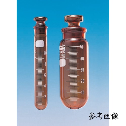 Fine透明共通折合共栓丸底沉でん管 30mL 茶褐色 目盛付 φ28×H100 栓19/15 10入