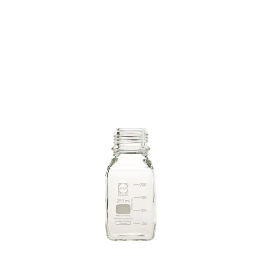Shibata Scientific DURAN 螺口方瓶（中瓶） 瓶子仅 250mL 10 件 017230-2505A