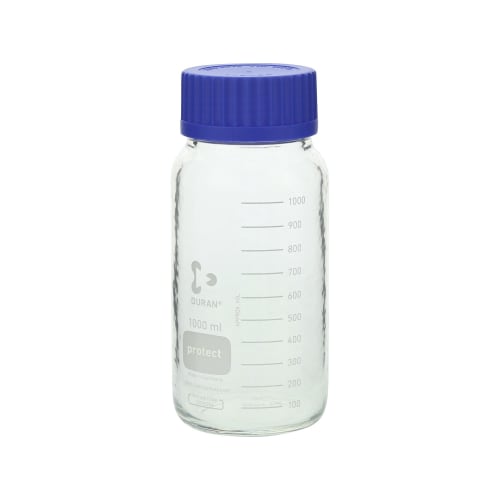 Shibata Scientific DURAN® 广口安全涂层旋盖瓶，带蓝盖 1L 10 件 017250-01000A