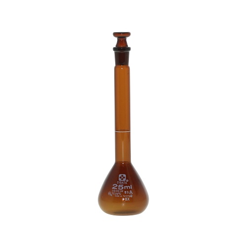 柴田化学 容量瓶（满容量瓶） 特级棕色带玻璃平塞 25mL 020070-25A