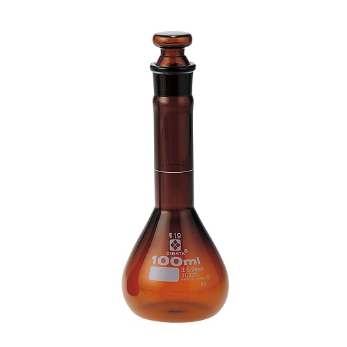柴田化学 短容量瓶（满容量瓶） 棕色带玻璃平塞 100mL 023080-1001A