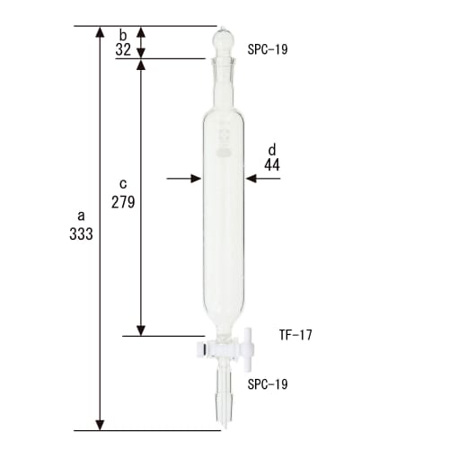 圆柱形 SPC 分液漏斗，带 PTFE 旋塞 200mL 030260-19200
