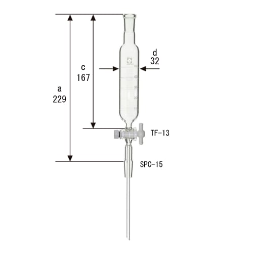 SPC 分液漏斗，圆柱形，带 PTFE 旋塞，带刻度，脚长 50mL 030270-15501
