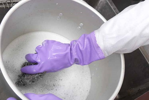 Showa Gloves 厚手套带臂套 140L 紫罗兰色