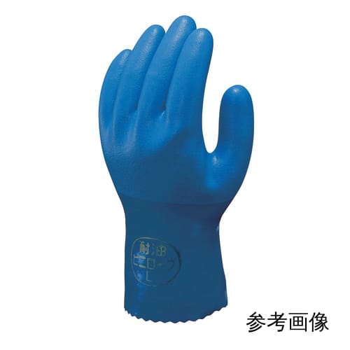 昭和手套 耐油乙烯基长袍手套 650 蓝色 LL