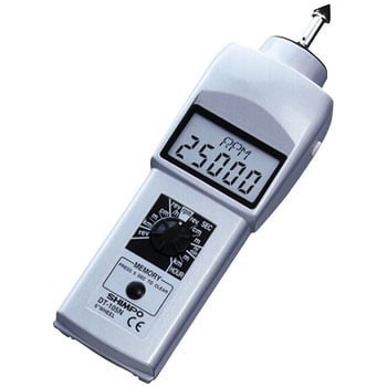手持式转速表 配件 便携包、2 节 AA 碱性电池、触点（2 个锥形、1 个漏斗型）、延长杆（75 毫米）、速度测量 6 型箔片（直径约 49 毫米）
质量(g)340
电源：2节AA碱性电池
精度 0.10~999.99rpm：±0.06rpm 1000.0~9999.9rpm：±0.6rpm 10000~25000rpm：显示值的±0.006%和±1rpm
外部尺寸（长×宽×高）（毫米）183×63×46
测量范围0.1～25000rpm