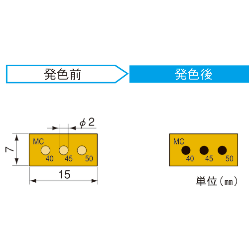 半导体用温度标签 3MC150 20片

模型
3MC150


色温
150・155・160℃


色调
浅黄色→黑色


温度精度
175℃以下：±2℃，180℃以上：±3℃


尺寸空间
7×15毫米


着色部分
Φ2mm


数量
20 件 模型
3MC150


色温
150・155・160℃


色调
浅黄色→黑色


温度精度
175℃以下：±2℃，180℃以上：±3℃


尺寸空间
7×15毫米


着色部分
Φ2mm


数量
20 件